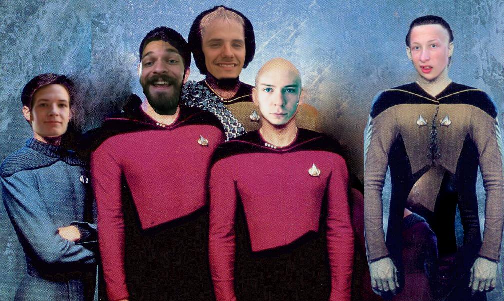 A photoshopped picture of the group, made to look like the team from Star Trek.