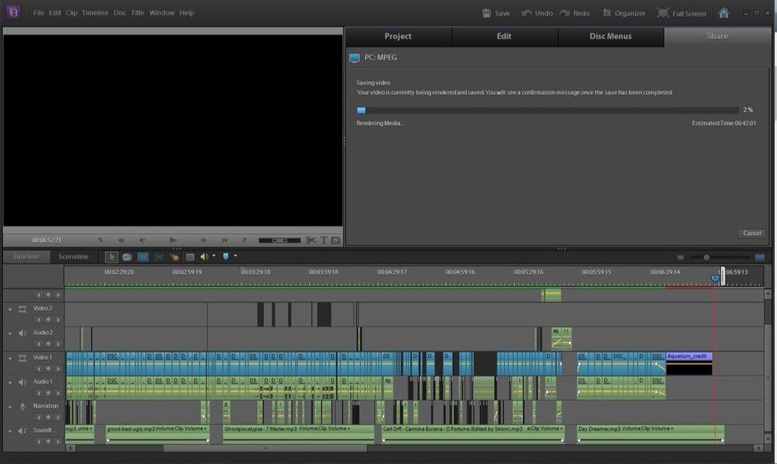 Picture illustrating the rendering of the final film from Adobe Premiere.