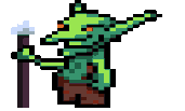 Animated gif of a pixel animated goblin getting damaged and losing its limbs.