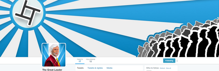 A picture of the Twitter profile of The Great Leader.